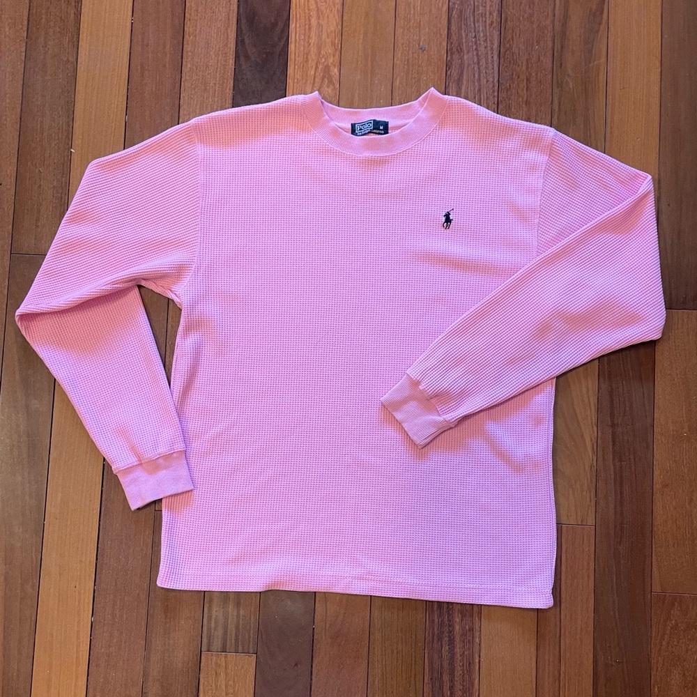 Vintage Pink Polo Waffle knit thermal